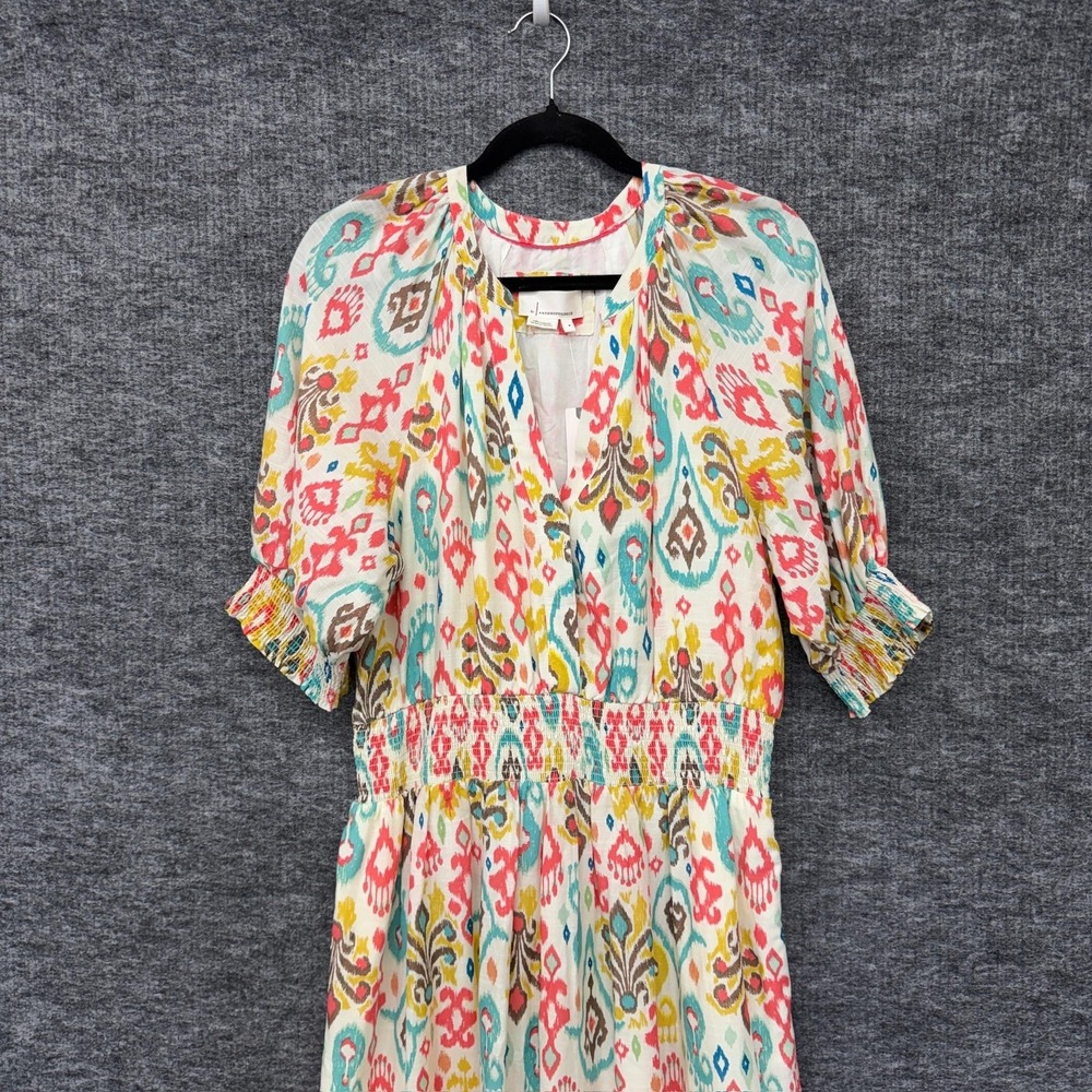 Anthropologie Felipa Maxi Dress Womens Medium Multicolor Ikat Midi Smocked NWT - Picture 2 of 11